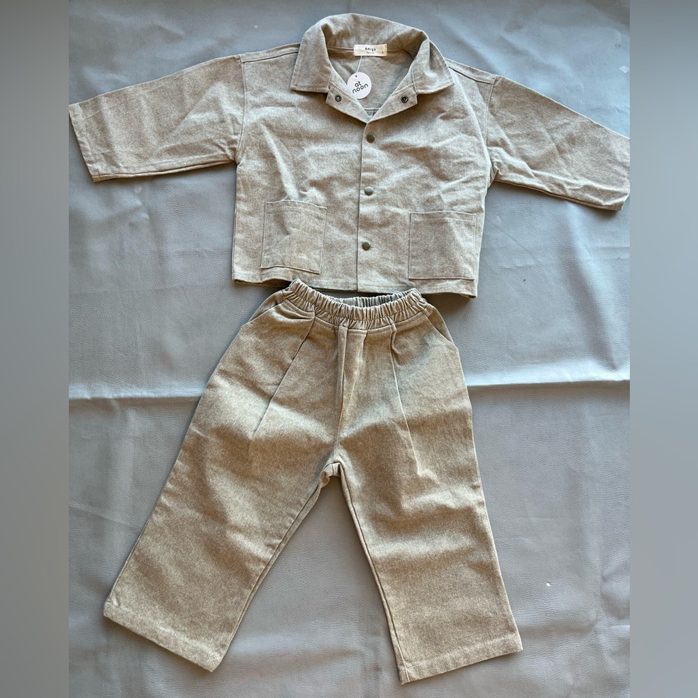 New boys canvas jacket and pants set